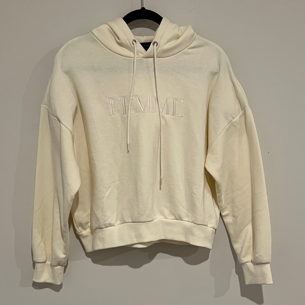 Forever 21+ Femme Cream Cropped Hoodie Women’s Size 0X
